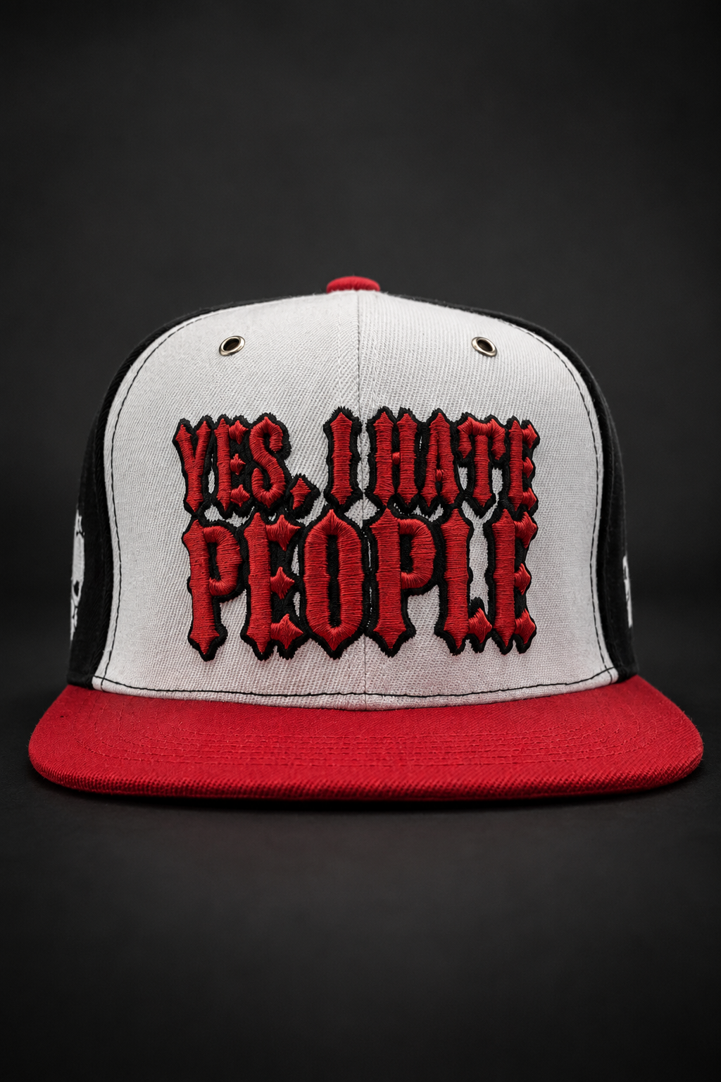 GB Originals YIHP OldSchool Snapback in Schwarz und Rot mit weiß-roter 3D-Stickerei YES, I HATE PEOPLE