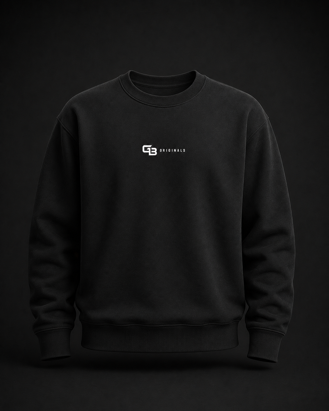 GB Originals Premium Crewneck YIHP Girl in Schwarz – Vorderseite mit kleinem weißem Brustlogo